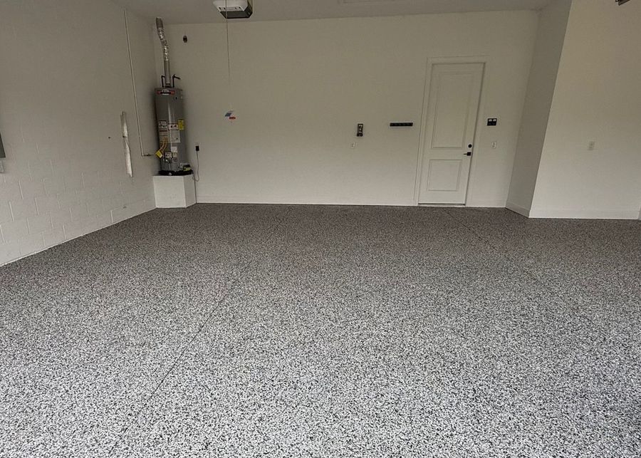 Flake epoxy garage floor installed by Sergeant Painters